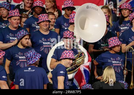 Manchester, Royaume-Uni. 17 septembre 2023. L'équipe de Grande-Bretagne cheerleaders avant le match de coupe Davis Grande-Bretagne vs France à Manchester AO Arena, Manchester, Royaume-Uni, le 17 septembre 2023 (photo de Conor Molloy/News Images) à Manchester, Royaume-Uni le 9/17/2023. (Photo de Conor Molloy/News Images/Sipa USA) crédit : SIPA USA/Alamy Live News Banque D'Images