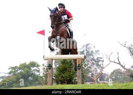 Andrew Heffernan chevauchant Hasrthill Phantom dans le CCI-L 4* pendant les essais équestres internationaux du palais de Blenheim au palais de Blenheim, Woodstock, Oxfordshire, le samedi 16 septembre 2023. (Photo : Jon Bromley | MI News) crédit : MI News & Sport / Alamy Live News Banque D'Images