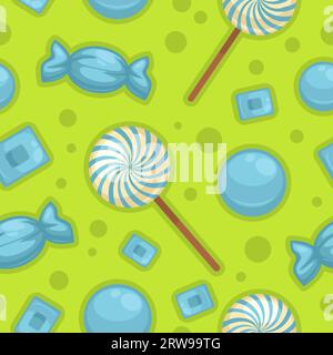 Bonbons et bonbons dans l'emballage, impression sans couture Illustration de Vecteur