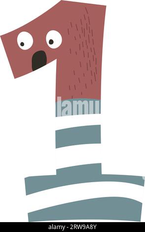 Nombre de caractères, un avec visage et émotions Illustration de Vecteur