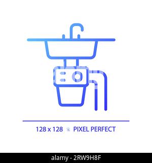 Icône de puits à dégradé bleu linéaire mince simple 2D. Illustration de Vecteur