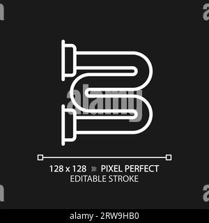 Icône de porte-serviettes chauffant blanc linéaire mince personnalisable en 2D. Illustration de Vecteur