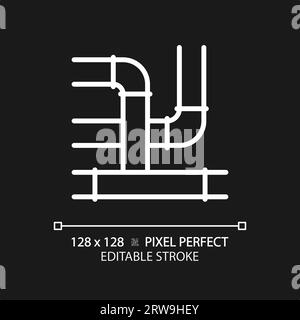 Icône de pipeline blanc linéaire mince personnalisable en 2D. Illustration de Vecteur