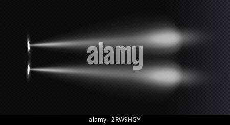 Concept de vue de dessus de phare de voiture isolé sur un fond sombre et transparent. Illustration de Vecteur