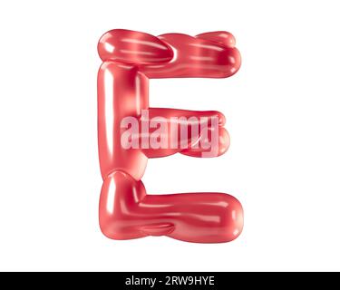 Lettres faites de ballons bizarres. illustration 3d de l'alphabet rouge isolé sur fond blanc Banque D'Images