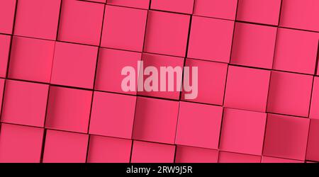 Motif de cubes ou blocs abstraits roses ou rouges texture. Tuiles de fond d'écran. Rendu 3D. Banque D'Images