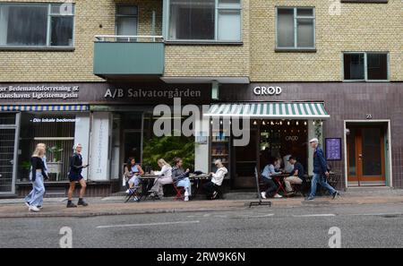 Grød café et restaurant sur Prinsessegade 23, Christiania, Copenhague, Danemark. Banque D'Images