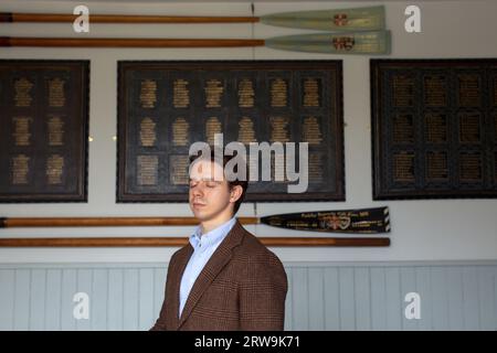 Jan Helmich Para-Rower à Trinity College Boathouse à Cambridge, Royaume-Uni Banque D'Images