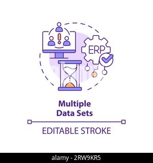 Concept d'icône de ligne de jeux de données multiples 2D. Illustration de Vecteur