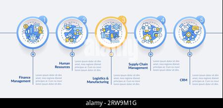 Mise en page ERP colorée avec des icônes de ligne fine Illustration de Vecteur