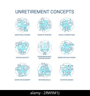 Icônes bleues personnalisables représentant les concepts de non-retrait Illustration de Vecteur