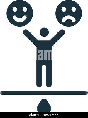 Icône du bien-être émotionnel. Signe simple monochrome de la collection santé mentale. Icône de bien-être émotionnel pour logo, modèles, conception Web et Illustration de Vecteur