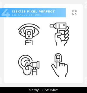 Jeu d'icônes linéaires pixel Perfect pour dispositifs médicaux Illustration de Vecteur