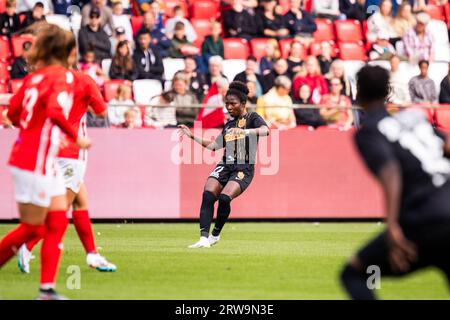Aalborg, Danemark. 17 septembre 2023. Jennifer Cudjoe (11) du FC Nordsjaelland vu lors du match de Gjensidige Kvindeliga entre AAB Women et le FC Nordsjaelland à Aalborg Portland à Aalborg. (Crédit photo : Gonzales photo - Balazs Popal). Banque D'Images