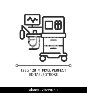 Icône linéaire pixel Perfect de la machine d'anesthésie Illustration de Vecteur