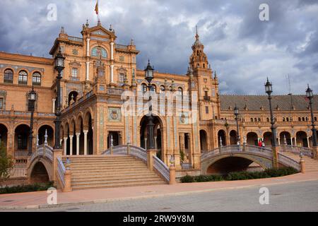 Plaza de Espana (place de l'Espagne) pavillon à Séville, Andalousie, Espagne Banque D'Images