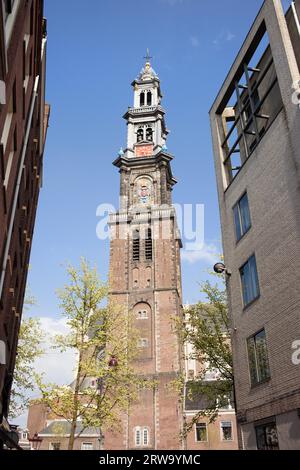 Tour de Westerkerk (église occidentale) par Hendrick de Keyser (1565-1621), la plus haute d'Amsterdam à 85 mètres (279 pieds), Hollande, pays-Bas Banque D'Images