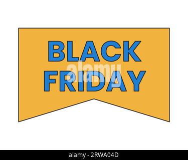 Black friday annonce un autocollant marketing de dessin animé linéaire en 2D. Illustration de Vecteur