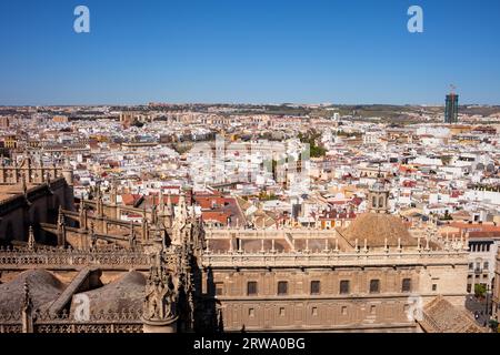 La ville de Séville en Andalousie, Espagne, vue sur le centre-ville historique de la Cathédrale Banque D'Images