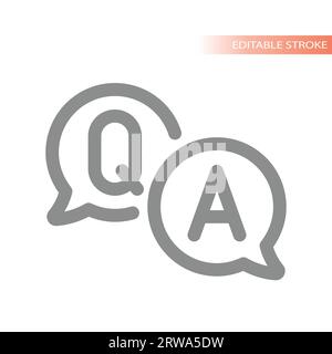 Q et Une bulle vectorielle de ligne. FAQ, questions et réponses symbole de contour. Illustration de Vecteur