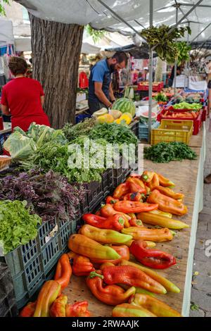 Alcudia, Espagne - 9 juillet 2023 : jour du marché dans la vieille ville d'Alcudia, Majorque Banque D'Images