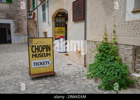 Valldemossa, Espagne - 11 juin 2023 : entrée au Musée Chopin dans le village historique de Valldemossa, Majorque Banque D'Images