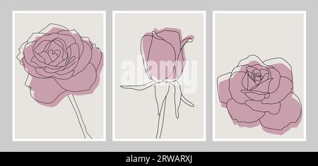 Rose Mid Century Modern Roses Art ou Art mural abstrait Illustration de Vecteur