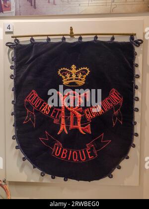 Une bannière du Royal Engineers Band (c1880) exposée au Royal Engineers Museum à Gillingham, Kent, Royaume-Uni. Banque D'Images