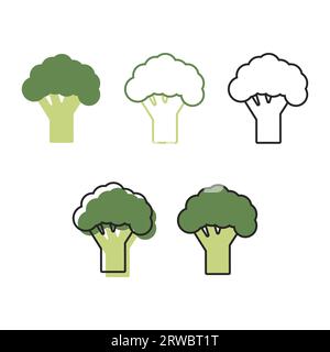 Icône de couleur brocoli dans le style plat Illustration de Vecteur