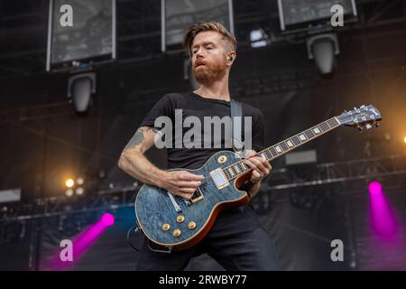 Chicago, États-Unis. 17 septembre 2023. Jade Puget de AFI pendant le Riot Fest Music Festival le 17 septembre 2023, à Chicago, Illinois (photo de Daniel DeSlover/Sipa USA) crédit : SIPA USA/Alamy Live News Banque D'Images