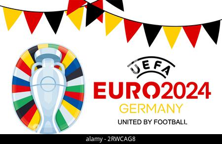 Kharkiv, Ukraine - 5 août 2023. Logo vectoriel UEFA Euro 2024. Tournoi européen de football 2024 en Allemagne Illustration de Vecteur