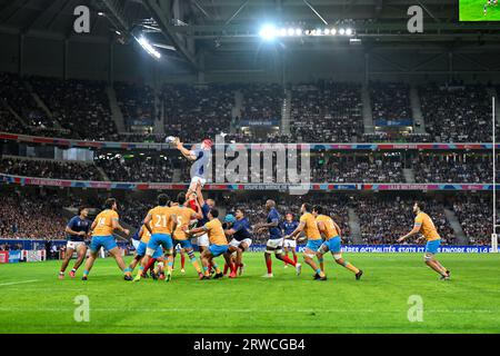 Vue d'illustration générale (ambiance) lors de la coupe du monde de rugby à XV RWC 2023, match de la poule A entre la France et l'Uruguay au Stade Pierre Mauroy le 14 septembre 2023 à Lille, France. Photo Victor Joly/DPPI crédit : DPPI Media/Alamy Live News Banque D'Images