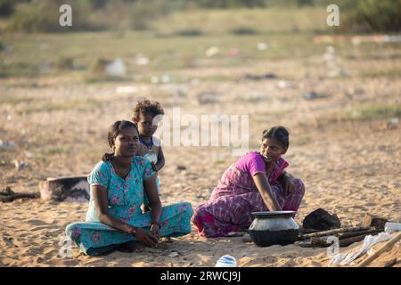 14 février 2023, ville de Chennai, Inde : peuple nomade de l'Inde Banque D'Images