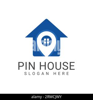 PIN House logo Design House emplacement logo Type Accueil Direction Illustration de Vecteur