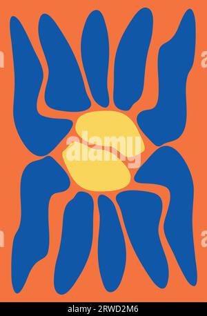 Style minimaliste moderne et tendance Matisse. Affiches florales groovy abstraites. Fond botanique contemporain, élément floral imprimé moderne, formes organiques Illustration de Vecteur