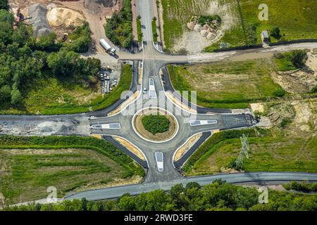 Vue aérienne, uftbild, rond-point dans la zone industrielle Zeche Westfalen, Ahlen, région de la Ruhr, Rhénanie du Nord-Westphalie, Allemagne, DE, Europe, commercial ent Banque D'Images