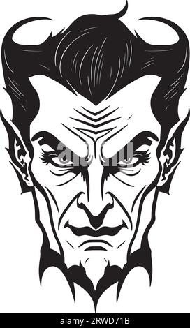 Vecteur de contour noir Dracula Head Illustration de Vecteur