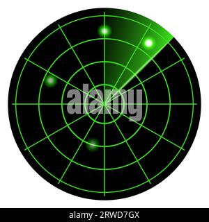 Radar militaire sonar hud carte graphique numérique. interface utilisateur de conception d'arrière-plan de l'écran radar hud de balayage de boussole. Illustration de Vecteur