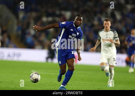 Cardiff, Royaume-Uni. 16 septembre 2023. Yakou Méïte de Cardiff City en action. Match de championnat EFL Skybet, Cardiff City contre Swansea City au Cardiff City Stadium à Cardiff, pays de Galles, le samedi 16 septembre 2023. Cette image ne peut être utilisée qu'à des fins éditoriales. Usage éditorial uniquement, photo par Andrew Orchard/Andrew Orchard photographie sportive/Alamy Live News crédit : Andrew Orchard photographie sportive/Alamy Live News Banque D'Images