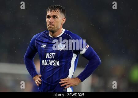 Cardiff, Royaume-Uni. 16 septembre 2023. Aaron Ramsey de la ville de Cardiff regarde. Match de championnat EFL Skybet, Cardiff City contre Swansea City au Cardiff City Stadium à Cardiff, pays de Galles, le samedi 16 septembre 2023. Cette image ne peut être utilisée qu'à des fins éditoriales. Usage éditorial uniquement, photo par Andrew Orchard/Andrew Orchard photographie sportive/Alamy Live News crédit : Andrew Orchard photographie sportive/Alamy Live News Banque D'Images