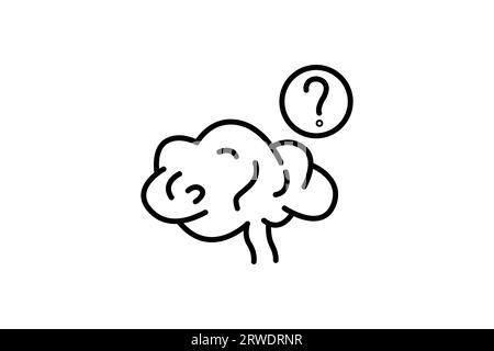 Icône de question cérébrale. Icône liée à la pensée critique. Convient pour la conception de site Web, application, interface utilisateur, interfaces utilisateur, imprimable, etc Style d'icône de ligne. Simple Banque D'Images