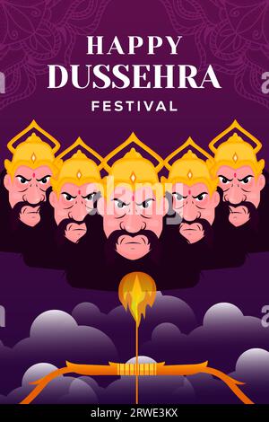 vector happy dussehra festival illustration de bannière verticale Illustration de Vecteur