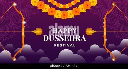 joyeuse illustration de bannière horizontale du festival de dussehra avec flèche Illustration de Vecteur