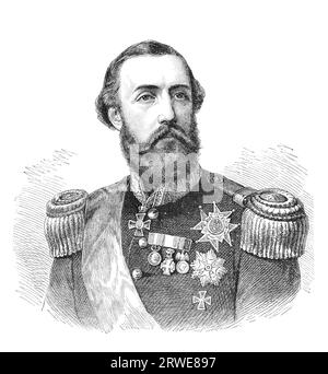 Oscar II (1829-1907) Roi de Suède de 1872 à sa mort et Roi de Norvège de 1872 à 1905. Illustration source : le magazine Leisure Hour Banque D'Images