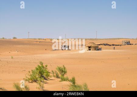 Yourte dans le désert de l'Ouzbékistan, en Asie centrale Banque D'Images