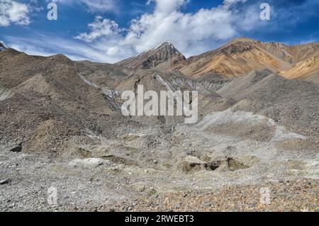 Rocky Valley panoramique dans les montagnes du Pamir au Tadjikistan Banque D'Images