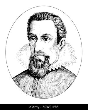 Johannes Kepler, célèbre astronome - portrait d'illustration gravé vintage Banque D'Images