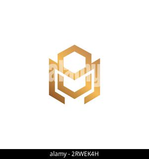M conception du logo hexagonal. M logo minimaliste Illustration de Vecteur