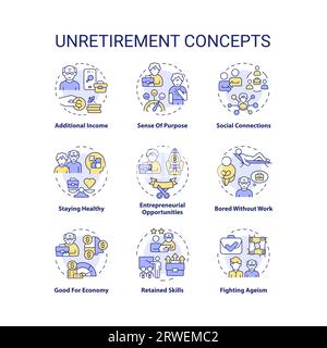 Icônes personnalisables représentant les concepts de non-retrait Illustration de Vecteur