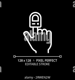 Icône linéaire blanche pixel Perfect de l'oxymètre de pouls pour thème sombre Illustration de Vecteur